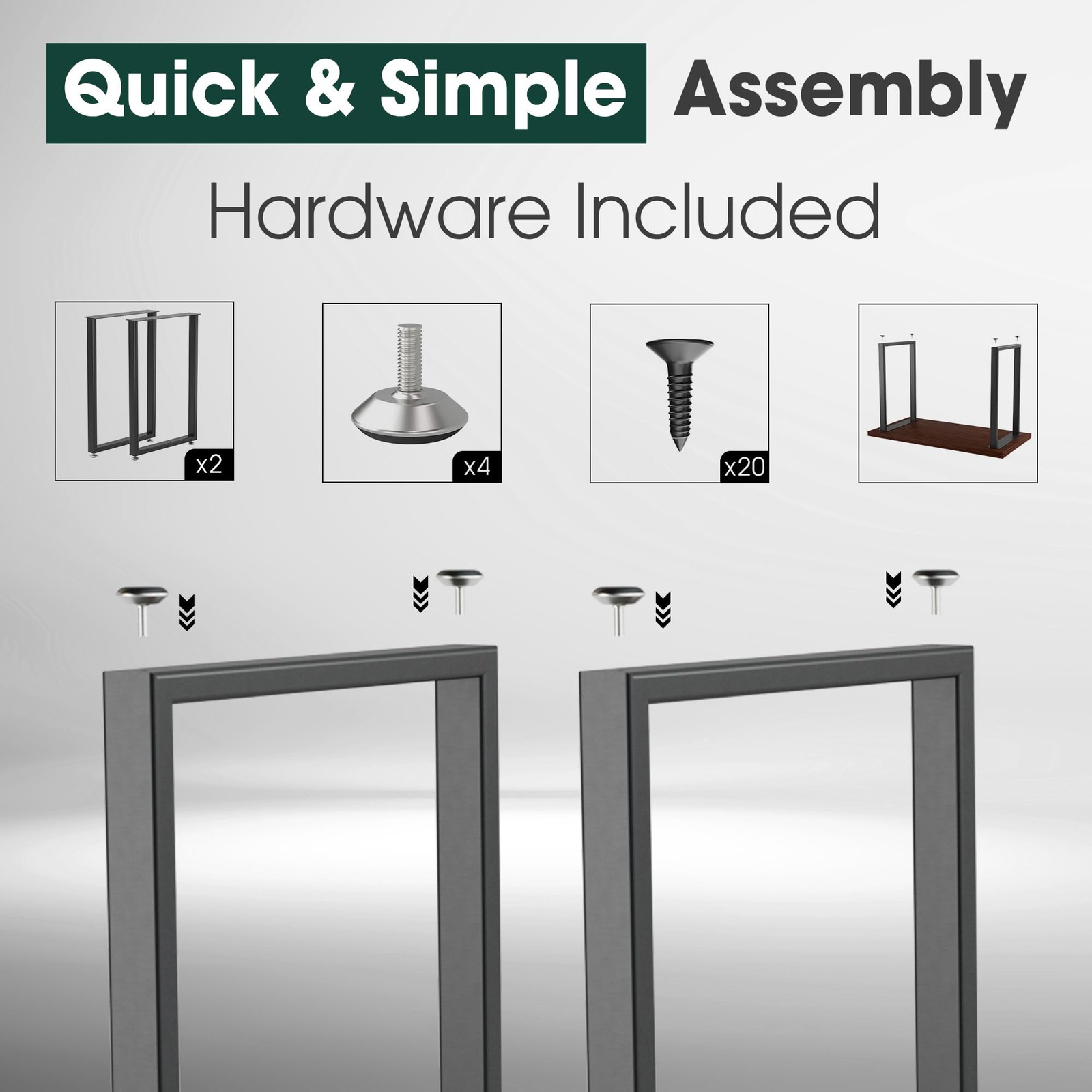 Yes4All Metal Table Legs 28 Inch Height Adjustable Protector Levelers Heavy gallery