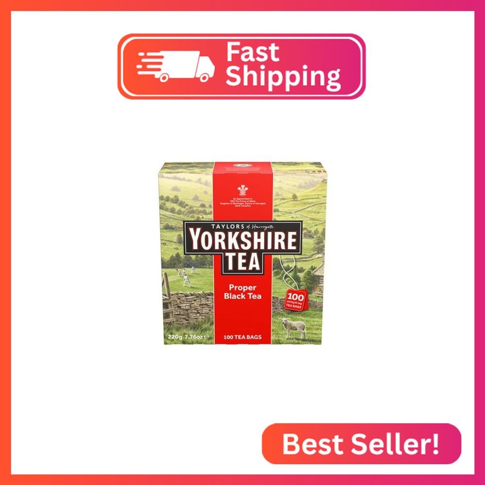 Yorkshire Tea, Red, Black Tea, String and Tagged Bags, 100 Count (Pack of 1), Re