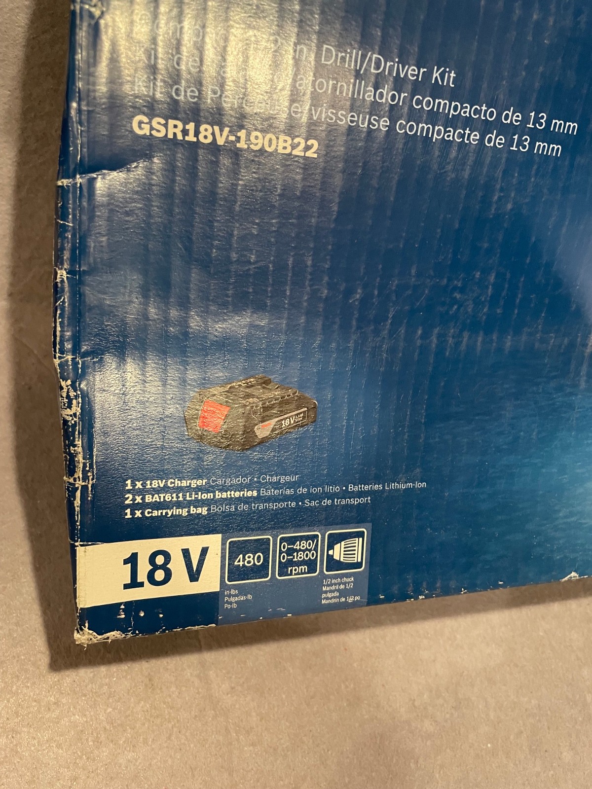 BOSCH GSR18V-190B22 COMPACT 1/2" DRILL DRIVER KIT CHARGER 2 BATTERIES 18V NEW gallery