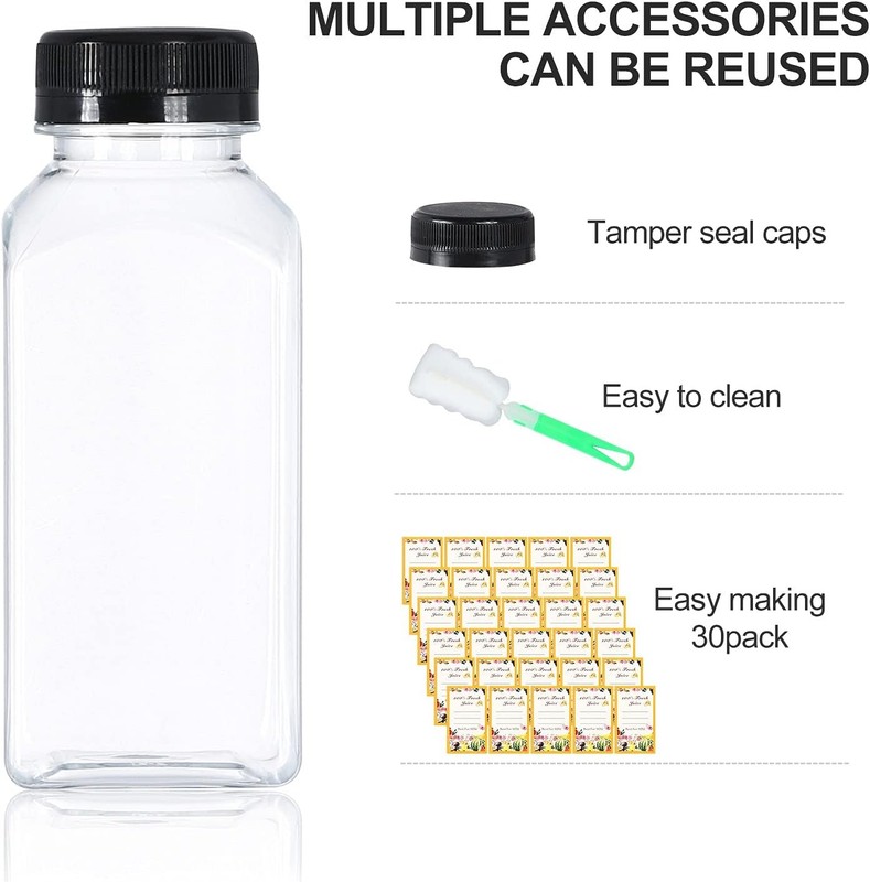 30 Pack 8oz Empty Plastic Bottles W/ Leak-Proof Caps Food Grade Bulk Beverage gallery