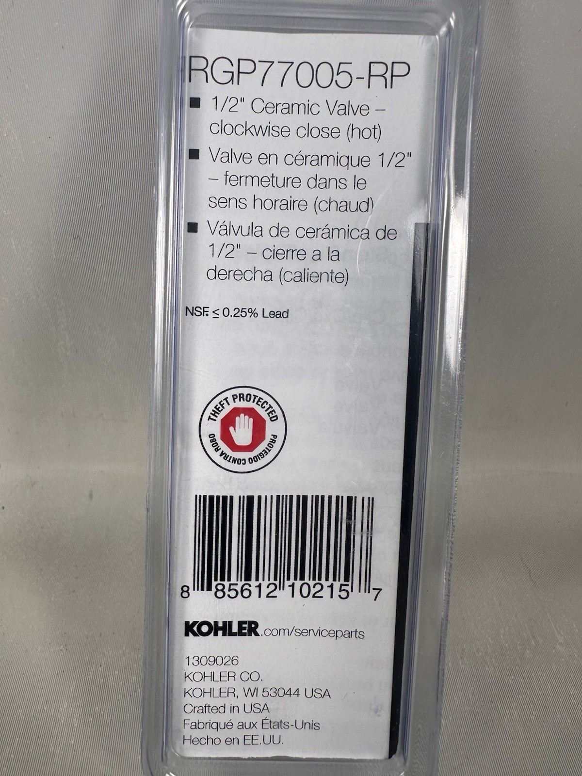 Kohler RGP77005-RP 1/2” Ceramic Valve Hot Side Clockwise Close Genuine OEM New gallery