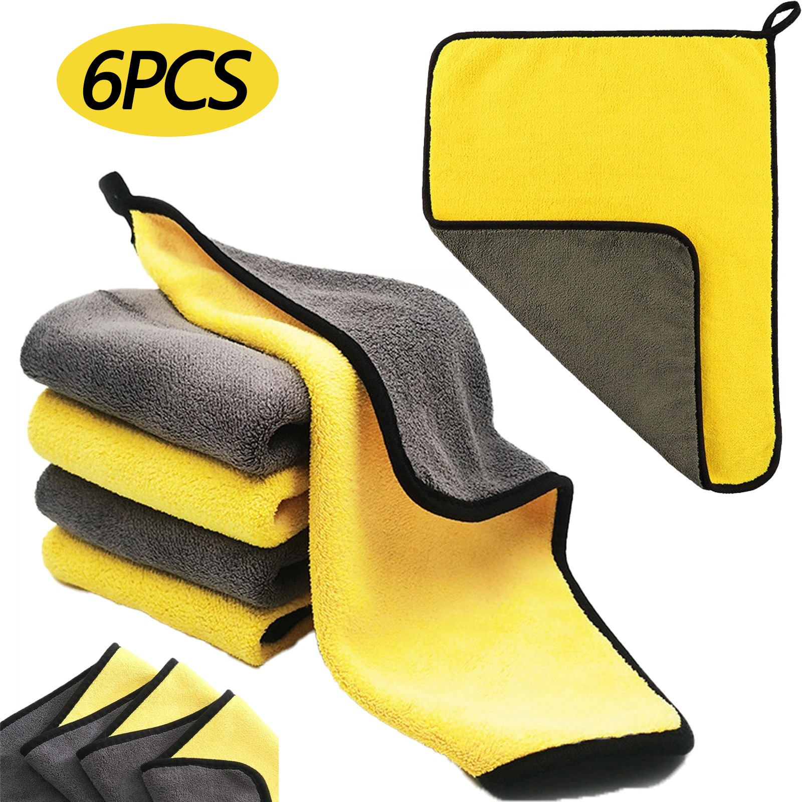 6PCS Microfiber Cleaning Cloth Car Wash Towel Drying Rag Car Polishing Detailing gallery
