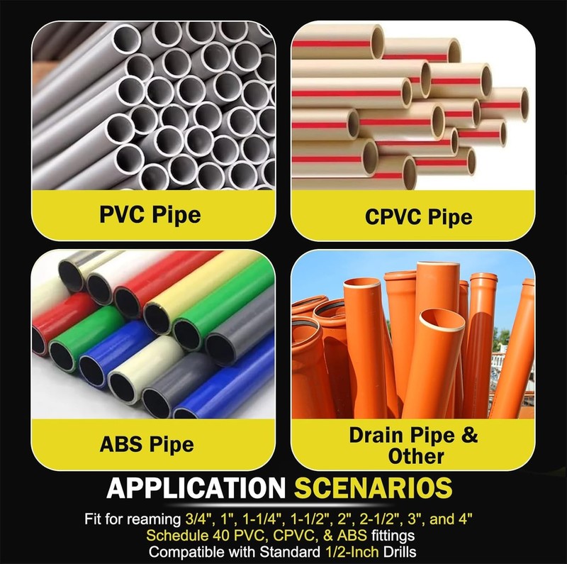Premium 8 pcs PVC Pipe Reamer Kit - Complete Reamer Set, Fits Standard 1/2" gallery