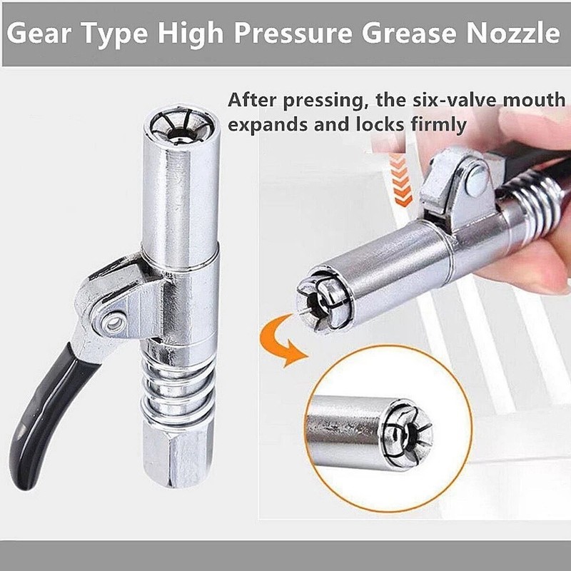 2 Pack Grease Gun Coupler High Pressure Quick Release Lock Oil Injection Nozzles gallery