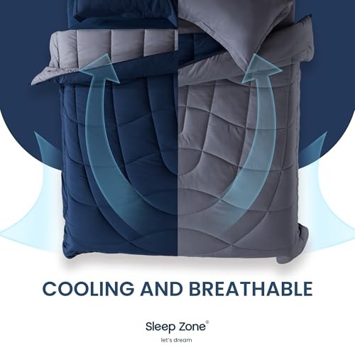 SLEEP ZONE Reversible King Size Cooling Comforter, Super Soft Bedding Duvet Down gallery