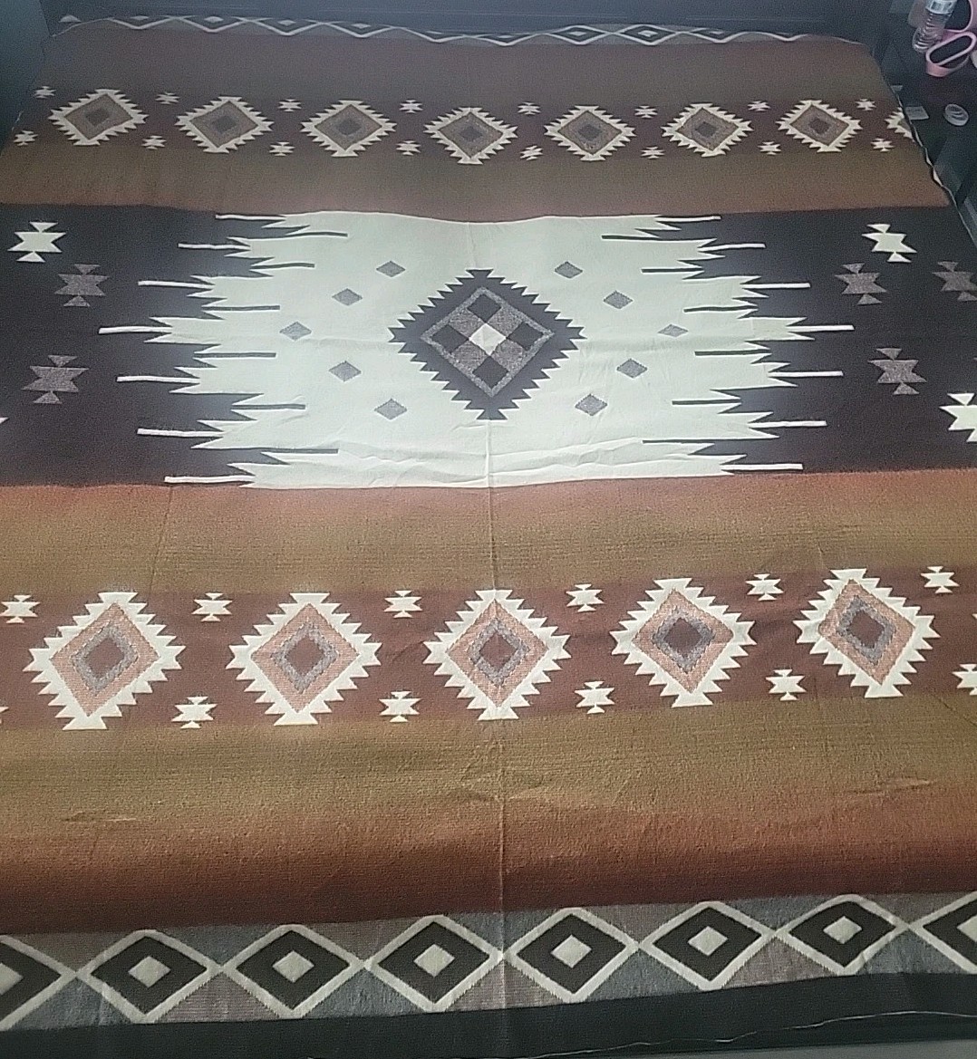 Ecuadorian Handmade ALPACA blend Blanket geometric andean Pattern 88 x 80 in gallery