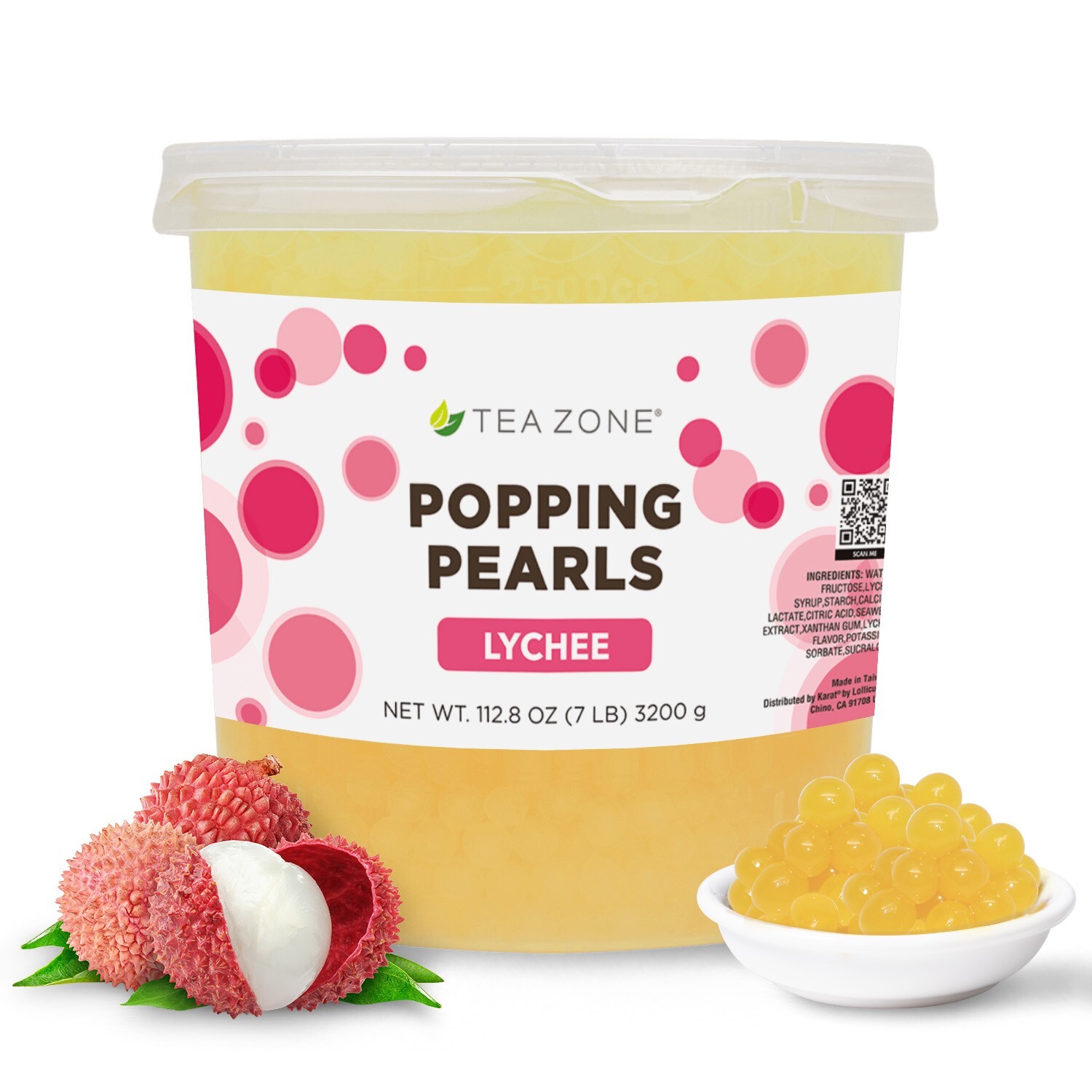 Tea Zone Lychee Popping Pearls/Bursting/Popping Boba(B2050, 7 lbs) for Boba Tea gallery