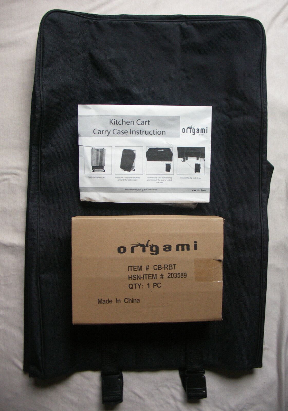 ORIGAMI FOLDING KITCHEN CART ON WHEELS CARRYING CASE BLACK - NEW gallery