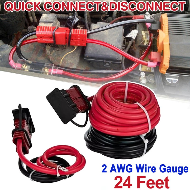 24 FT Quick Disconnect Winch Power Cable, 2 Gauge 2 AWG Wiring For Winch Trailer gallery