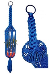 Vintage 1970’s Royal BLUE MACRAME PLANT HANGER 43” length Boho Retro Decor