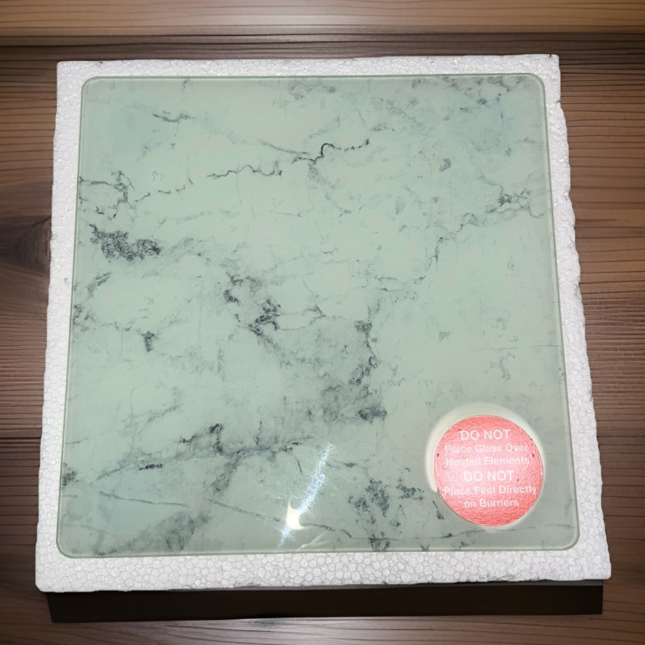 NIB Cominar Tempered Glass Mini Instant Counter-White Marble-12x12x2-OB gallery