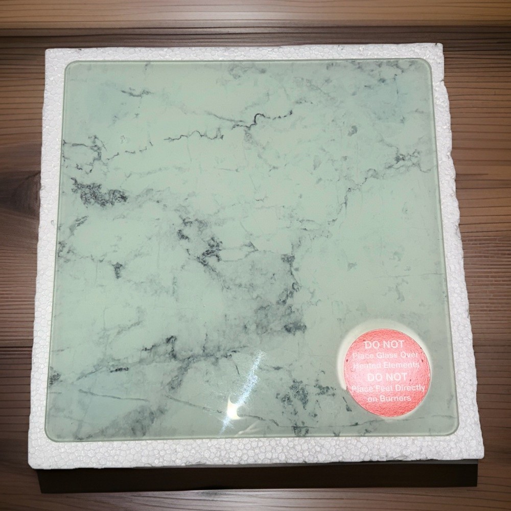 NIB Cominar Tempered Glass Mini Instant Counter-White Marble-12x12x2-OB