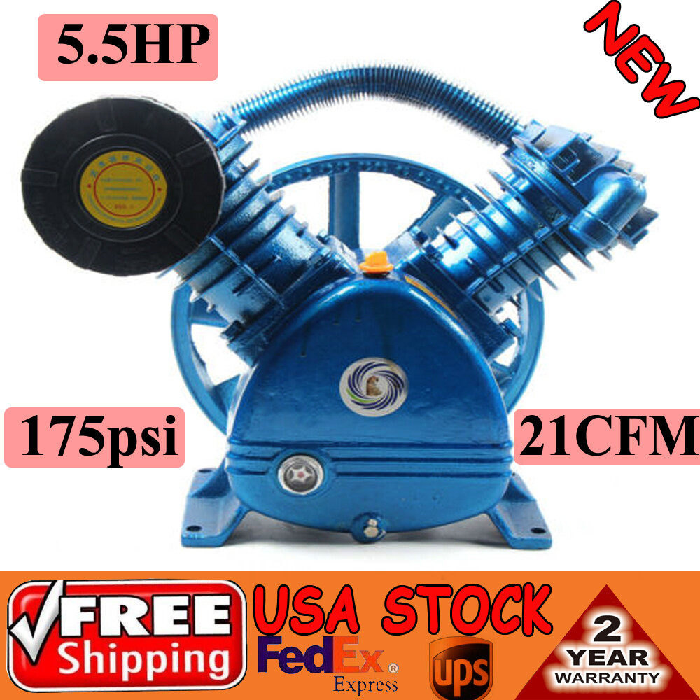 21CFM 5HP 175 PSI Air Compressor Pump Motor Head Double Stage V-Style 2-Cylinder gallery