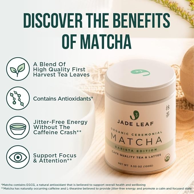 Jade Leaf Matcha Ceremonial Grade Matcha Green Tea Powder - Barista Edition for gallery