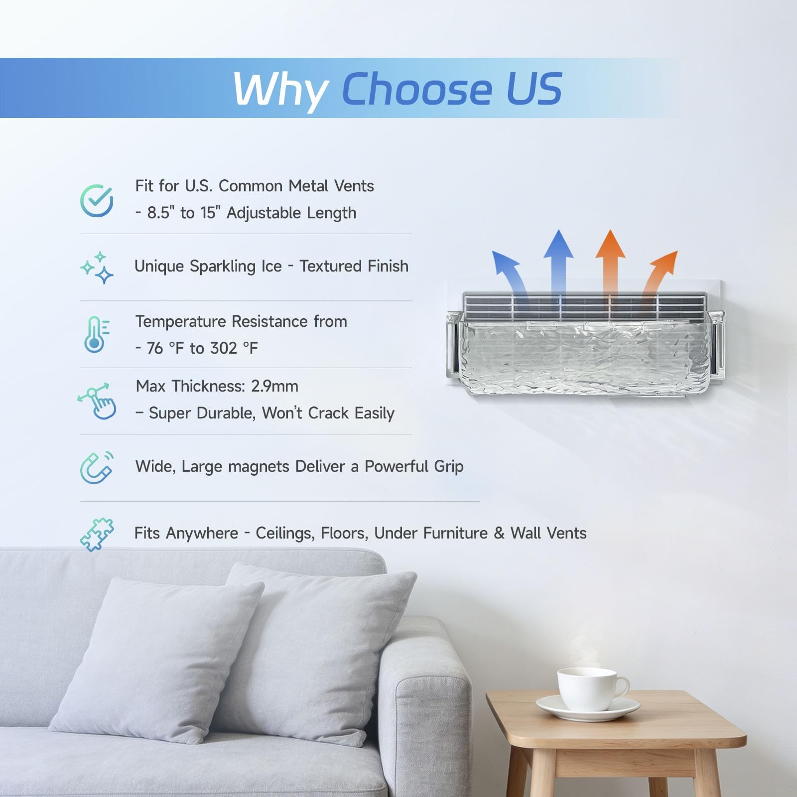 4 Pack Magnetic Air Vent Deflector for Ceiling, Wall & Floor Registers gallery