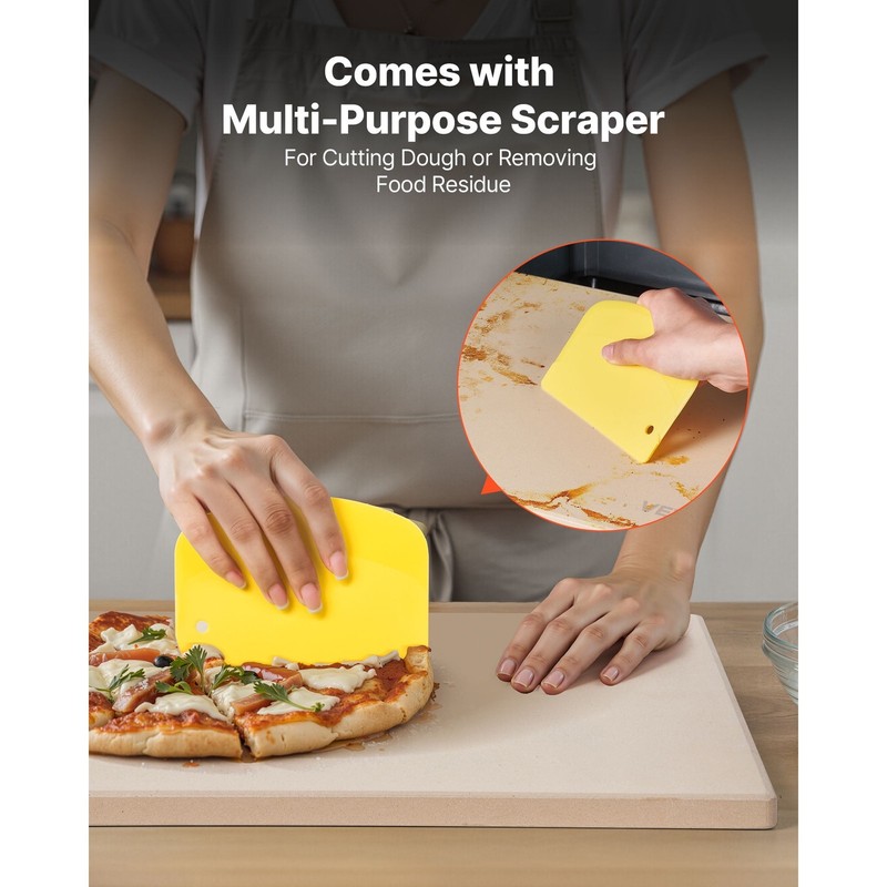 Rectangular Cordierite Pizza Stone, 15 x 12 in,Durable Baking Stone with Scraper gallery