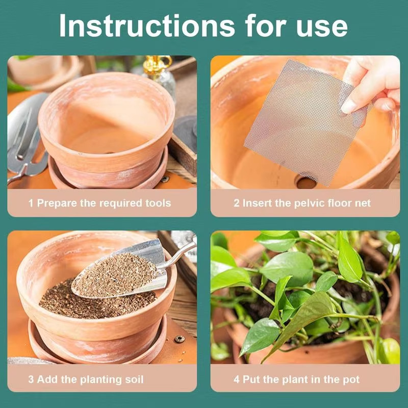 10 PCS Pot Hole Mesh Pad, Bonsai Pot Bottom Grid Mat Mesh, Plant Drainage Screen gallery