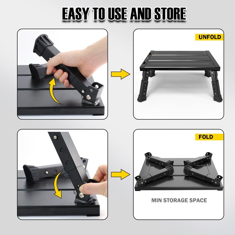 Adjustable RV Step Stool, 3-Step Height Adjustment, Foldable Legs, Wide Anti-... gallery