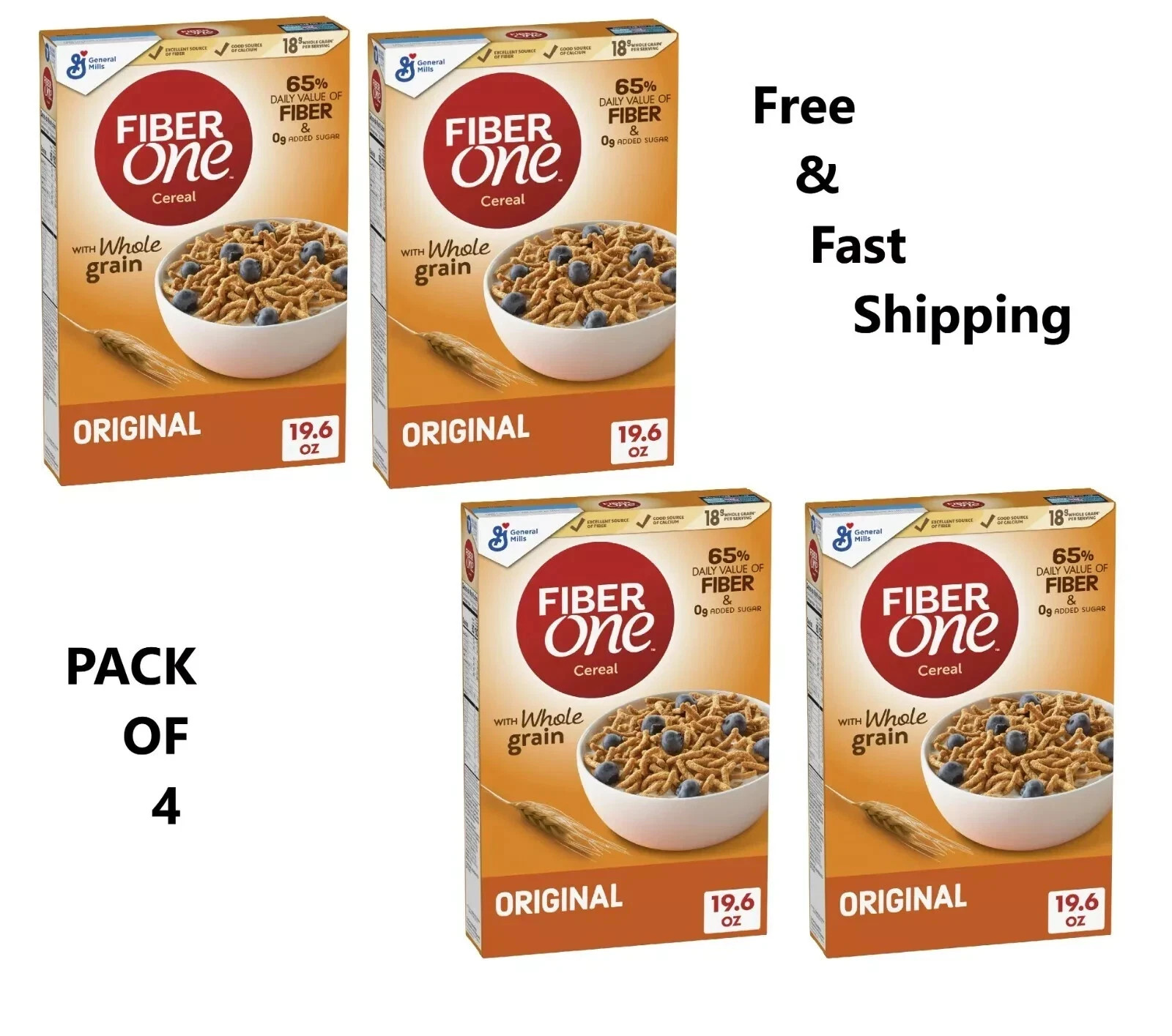 Fiber One Cereal, Original Bran (19.6 oz, 4 pk.) Free & Fast Shipping gallery