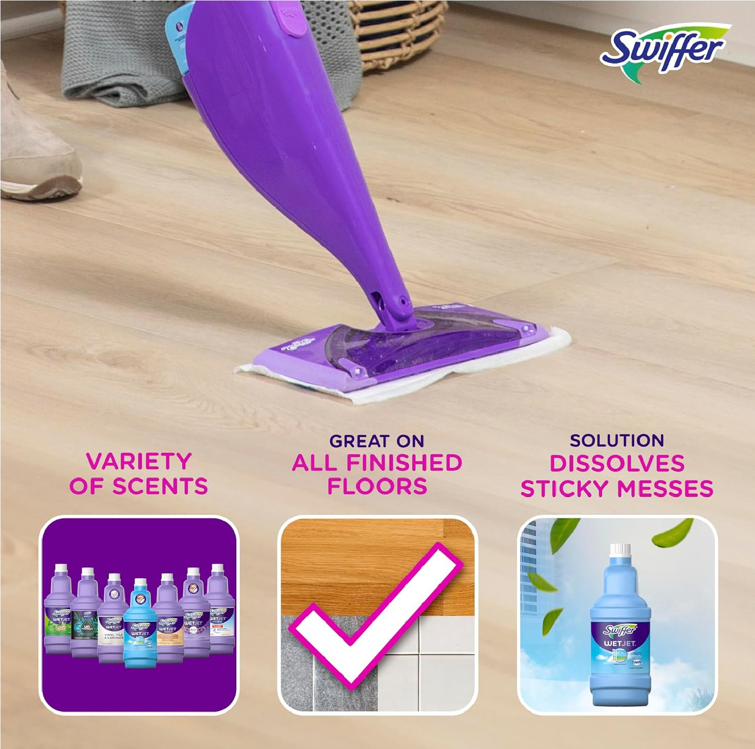 Swiffer WetJet Multi-Purpose Floor Cleaner Solution with Febreze Refill, Hardwoo gallery