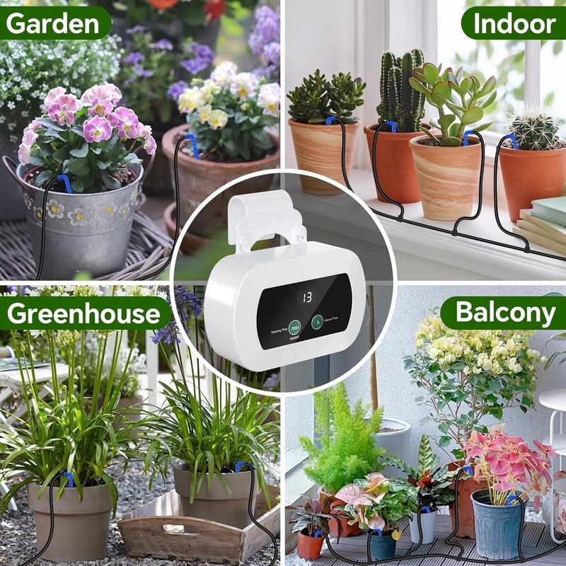 Solar Drip Irrigation System, Automatic Watering Kit for 15 Pots with 49ft Hose gallery