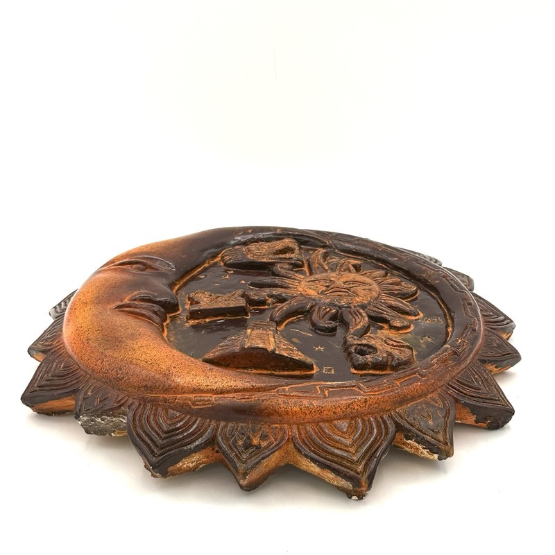 Sun And Moon Celestial Ceramic Wall Decor Hanging Plaque Heavy Thick 12 InchRead gallery