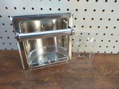 Recessed Soap Dish With Tray Insert & Grab Bar, Polished Stainless 6″ x 6″ x 2″