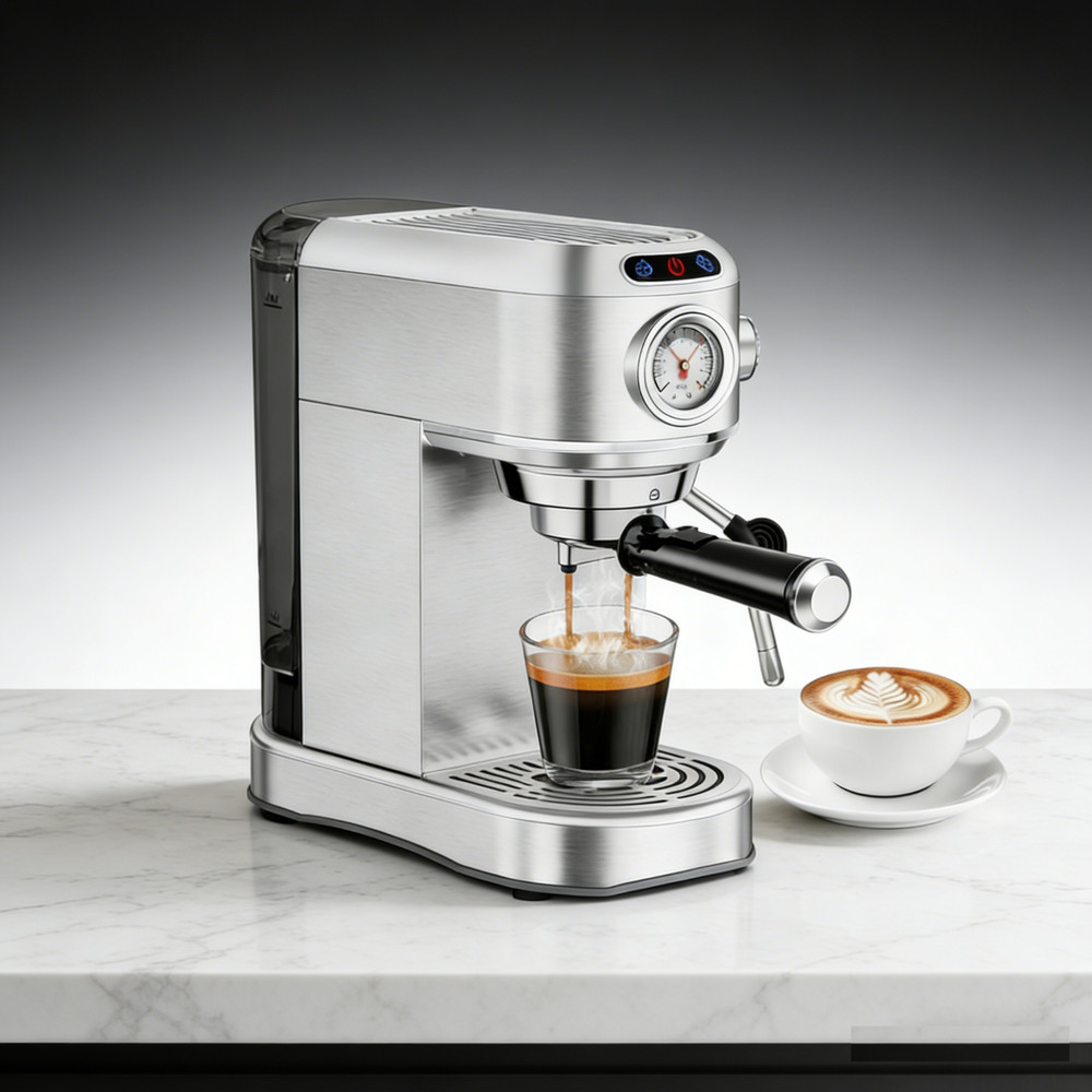 20 Bar Compact Espresso Machine with Milk Frother & 34oz Removable Water Tank