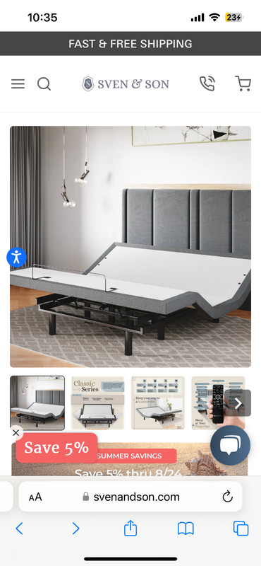 Sven & son king adjustable head and foot bed base with massage gallery