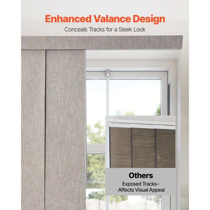 Panel Track Blinds Extendable Track from 45.8 in to 86 in W Trimmable Brown gallery