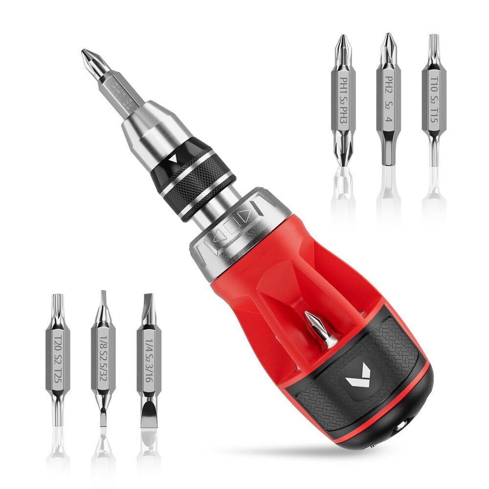 ARROW 12-IN-1 Multi Bit Stubby Ratcheting Screwdriver Quick-Load Torx Square Bit gallery