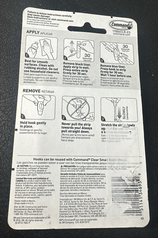 3M Command Damage Free Hanging Mini Hooks Clear 17006CLR- 6 Count X 2 Pack gallery