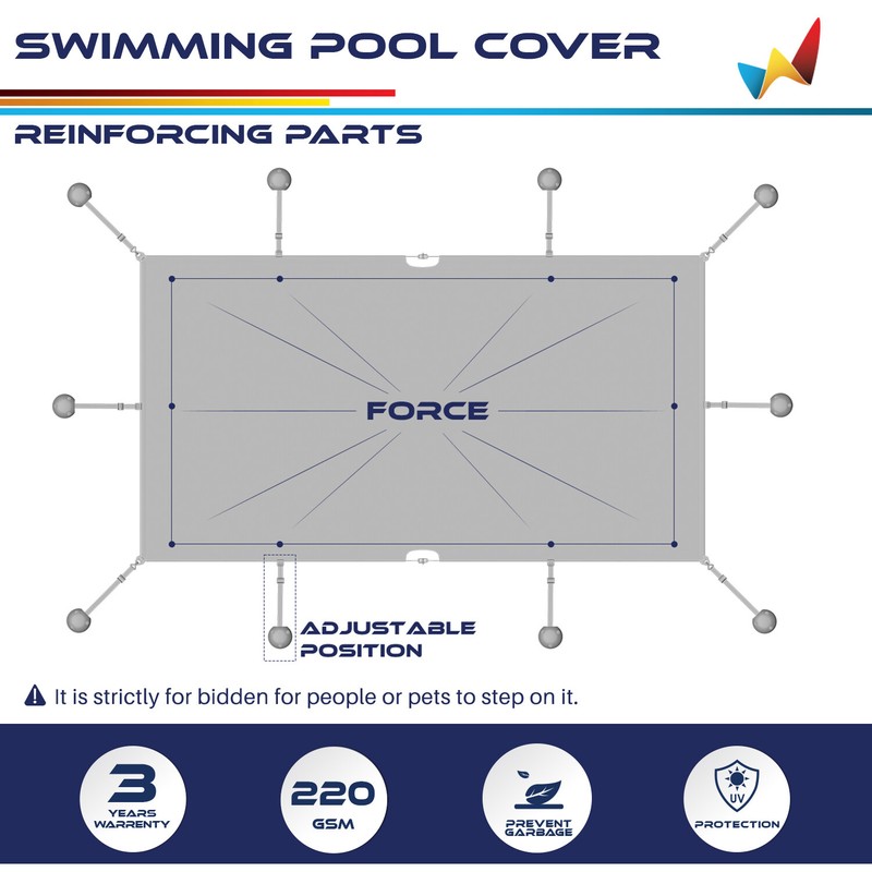 Winter Pool Cover Rectangle Heavy Duty Safety Inground Swimming Pool Cover Beige gallery