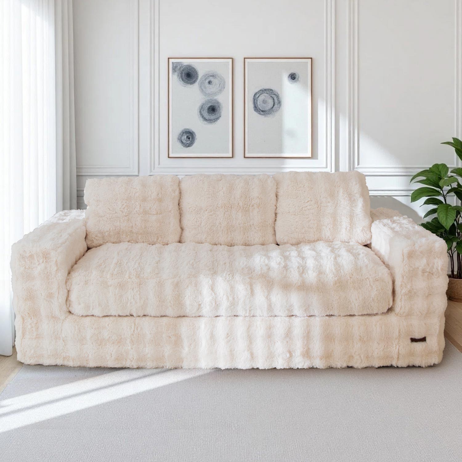 MAXYOYO 2/3 Seater Floor Sofa Bed,Bubbled Boneless Sofa with Pillows gallery
