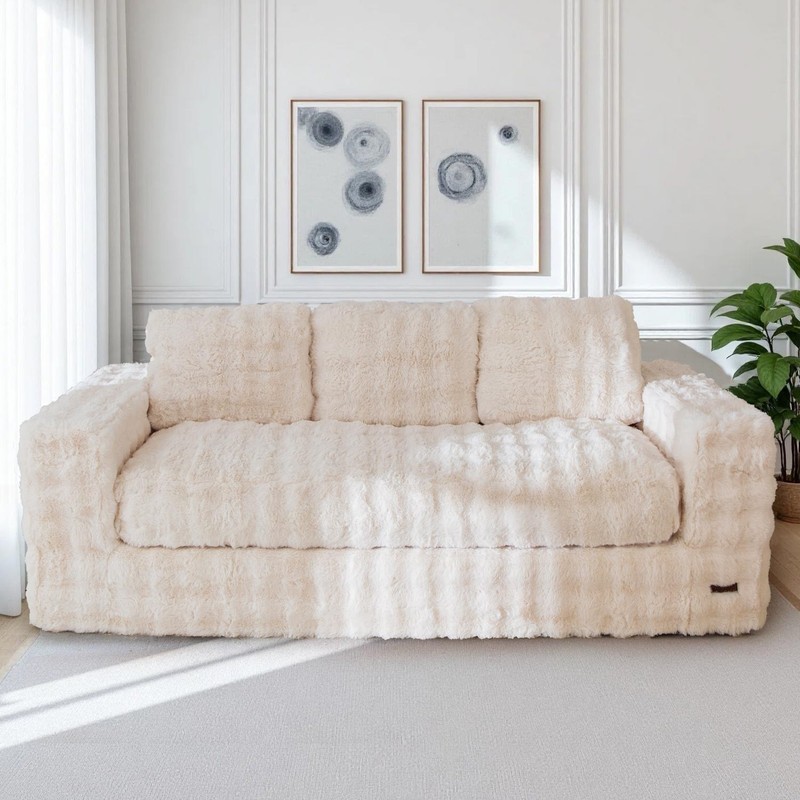 MAXYOYO 2/3 Seater Floor Sofa Bed,Bubbled Boneless Sofa with Pillows gallery