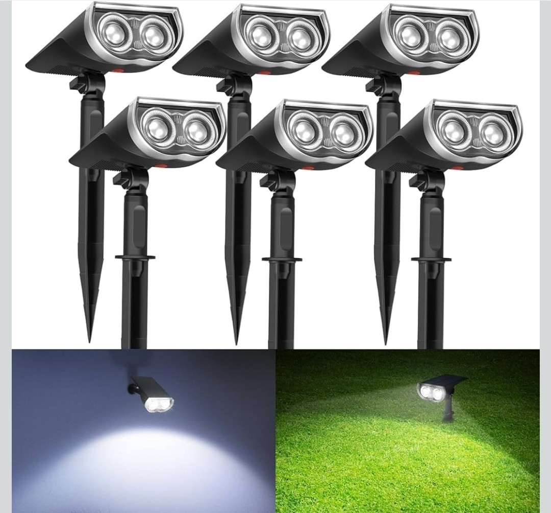 Consciot Solar Spotlights Outdoor IP67, 2-in-1 Garden Lights, 6 Pack Day Light gallery