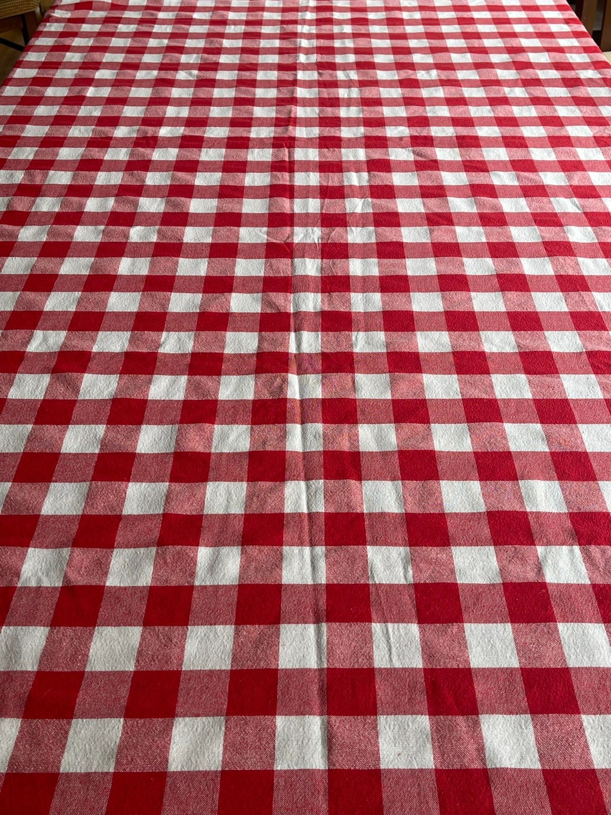 Farmhouse Gingham Picnic Tablecloth Set 69x50.5 + 2 Placemats Red White gallery