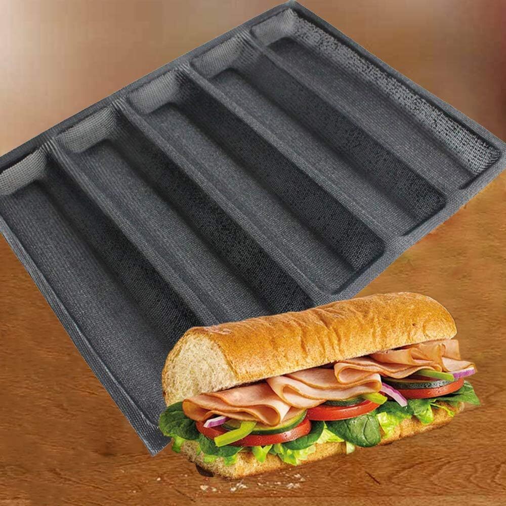 Silicone Perforated Baking Forms Sandwich Mold French Baguette Bread Pan Mat 5 L gallery