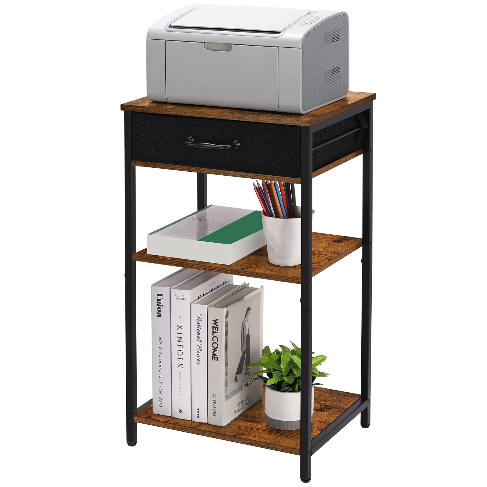 Printer Stand with Storage 3 Tier Home Printer Table with Drawers Multifuncti... gallery