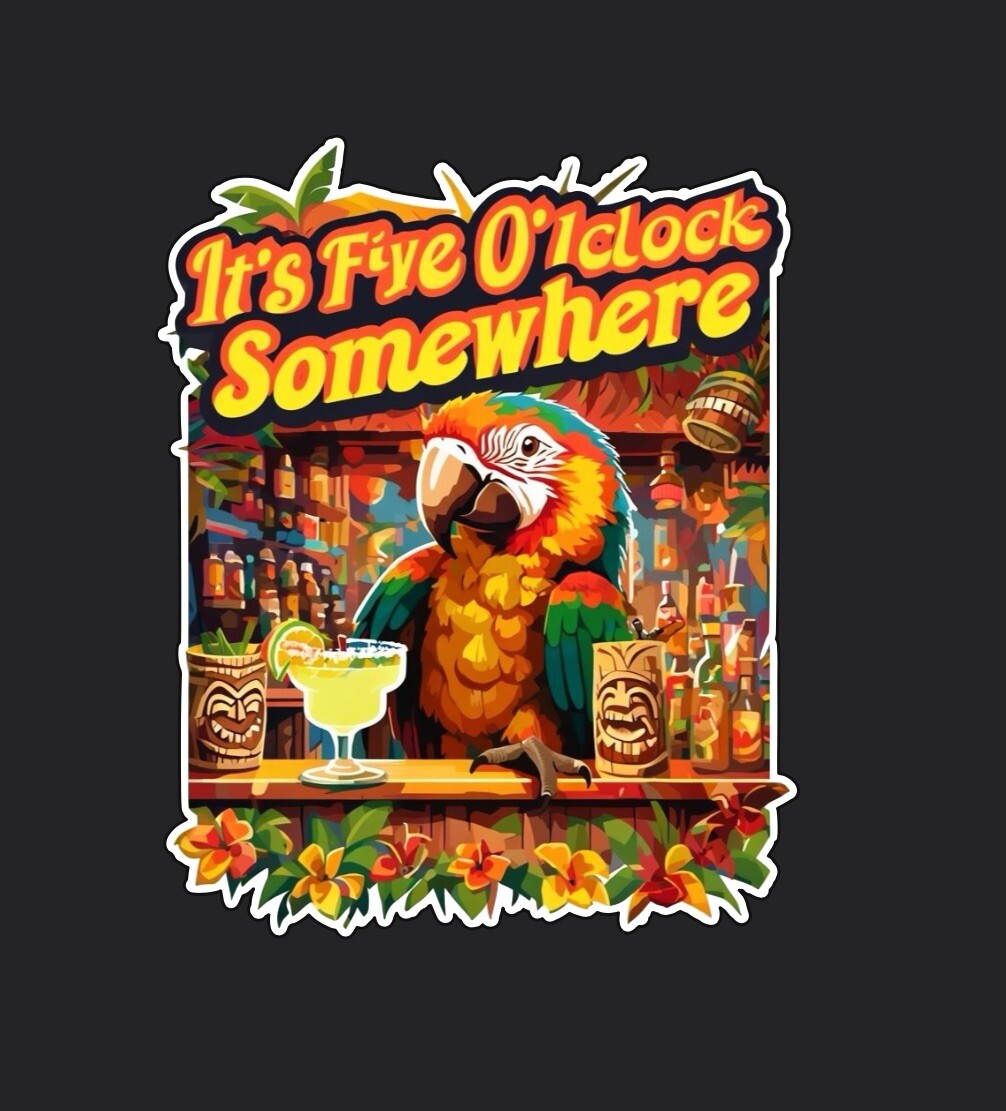 It’s Five O’clock Somewhere 3” Tall Sticker Decal Jimmy Buffett Margaritiville gallery