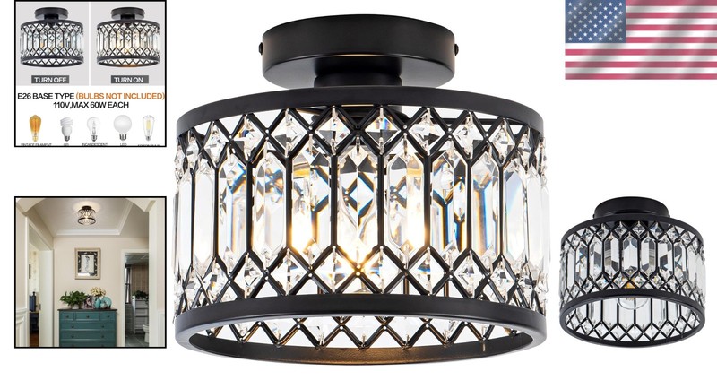 Modern Semi Flush Mount Crystal Ceiling Light - 5400 Lumen Elegance for Any Room gallery