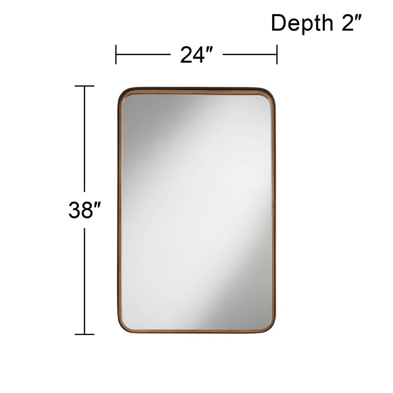 Andi Rectangular Vanity Wall Mirror Modern Beveled Gold Black Frame 24" Wide gallery
