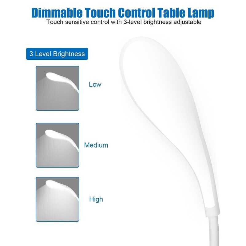 LED Desk Light Dimmable Bedside Reading Night Lamp USB Rechargeable Touch Sensor gallery