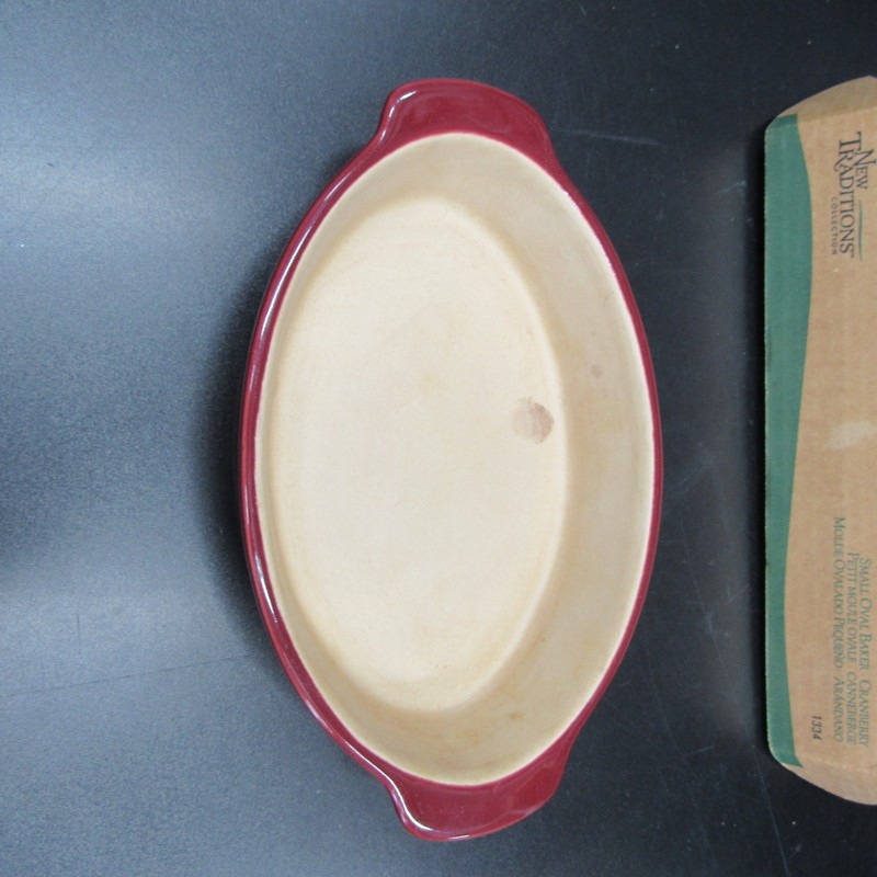 Pampered Chef Small Oval Baker Casserole Cranberry Glazed Stoneware Dish #1334 gallery