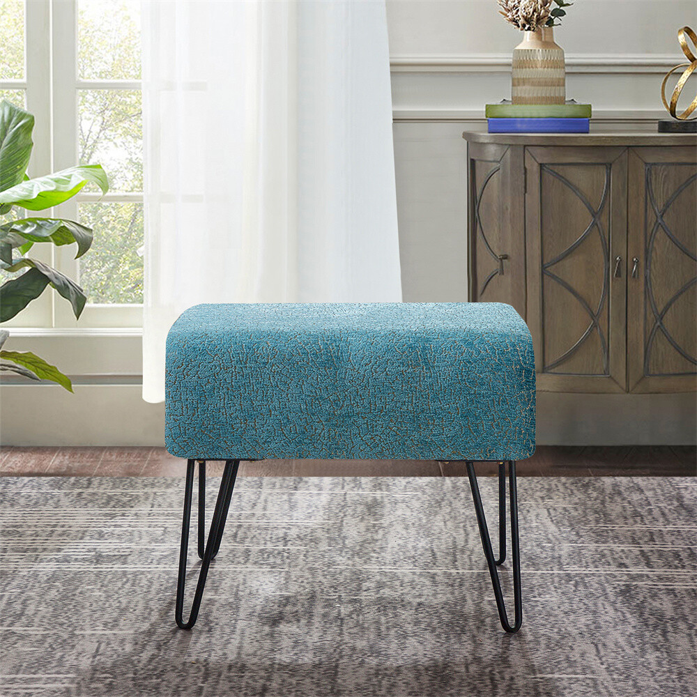 Stool Pouffe Jacquard Chenille Foot Rest Ottoman Bench Modern Vanity Stool Chair gallery