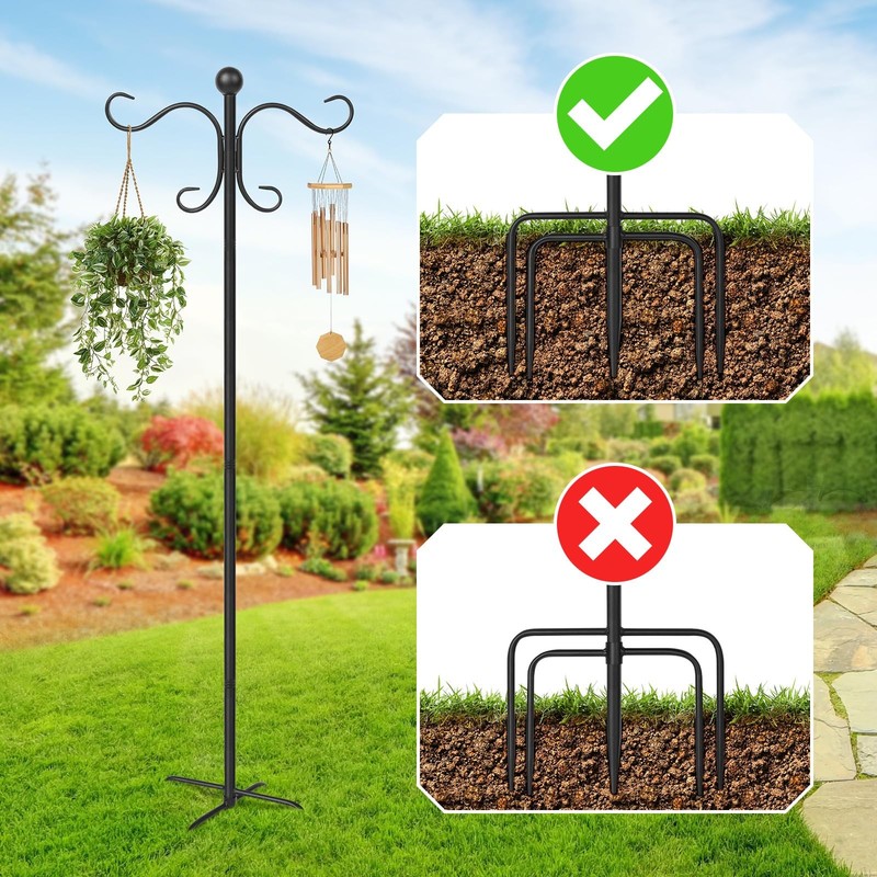 2 Pack 76 Inch Adjustable Double Shepherds Hooks for Outdoor Heavy Duty, Two ... gallery
