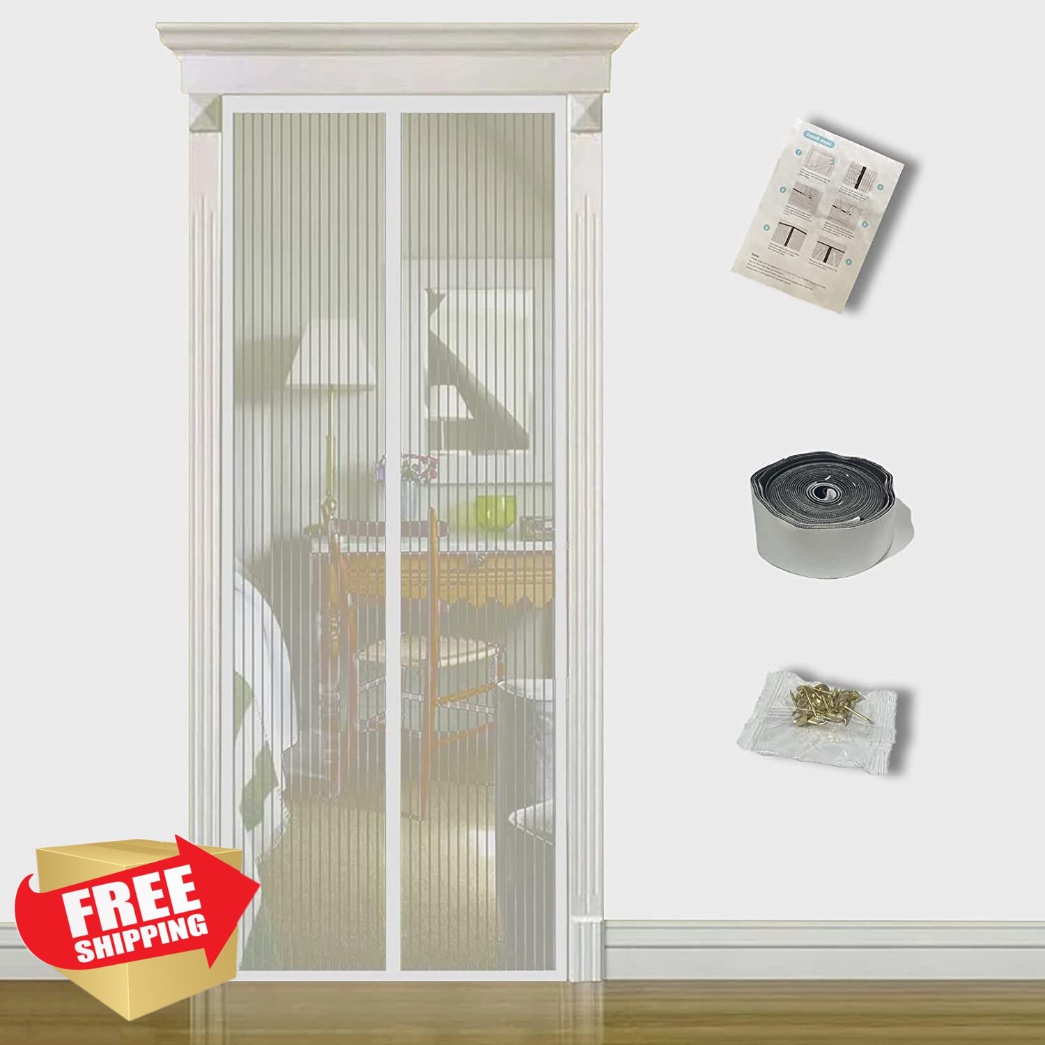 TQFlow Magnetic Screen Door 35x83 Inch White gallery