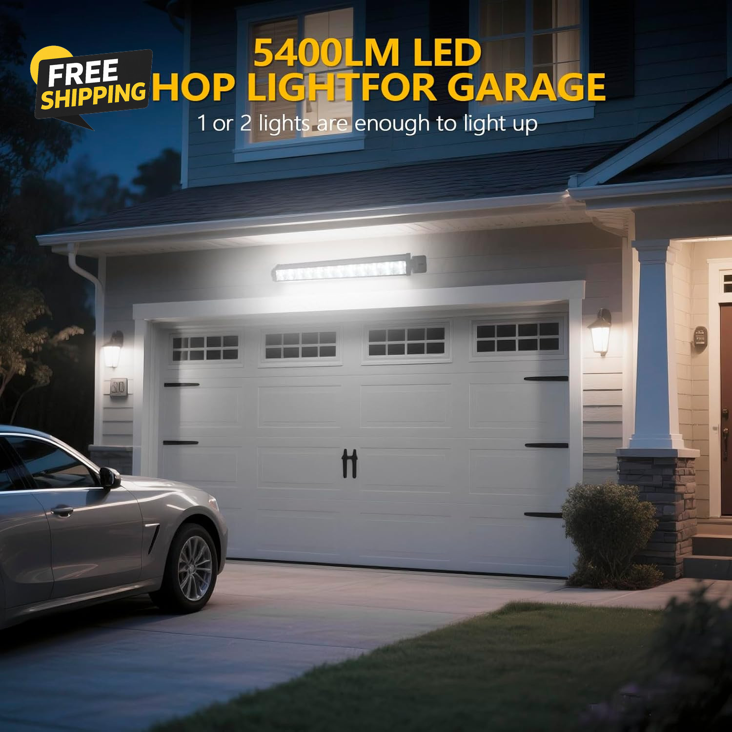2 Pack 24W LED Shop Light, Plug in Garage Light with 6.5FT Cord On/Off Switch gallery