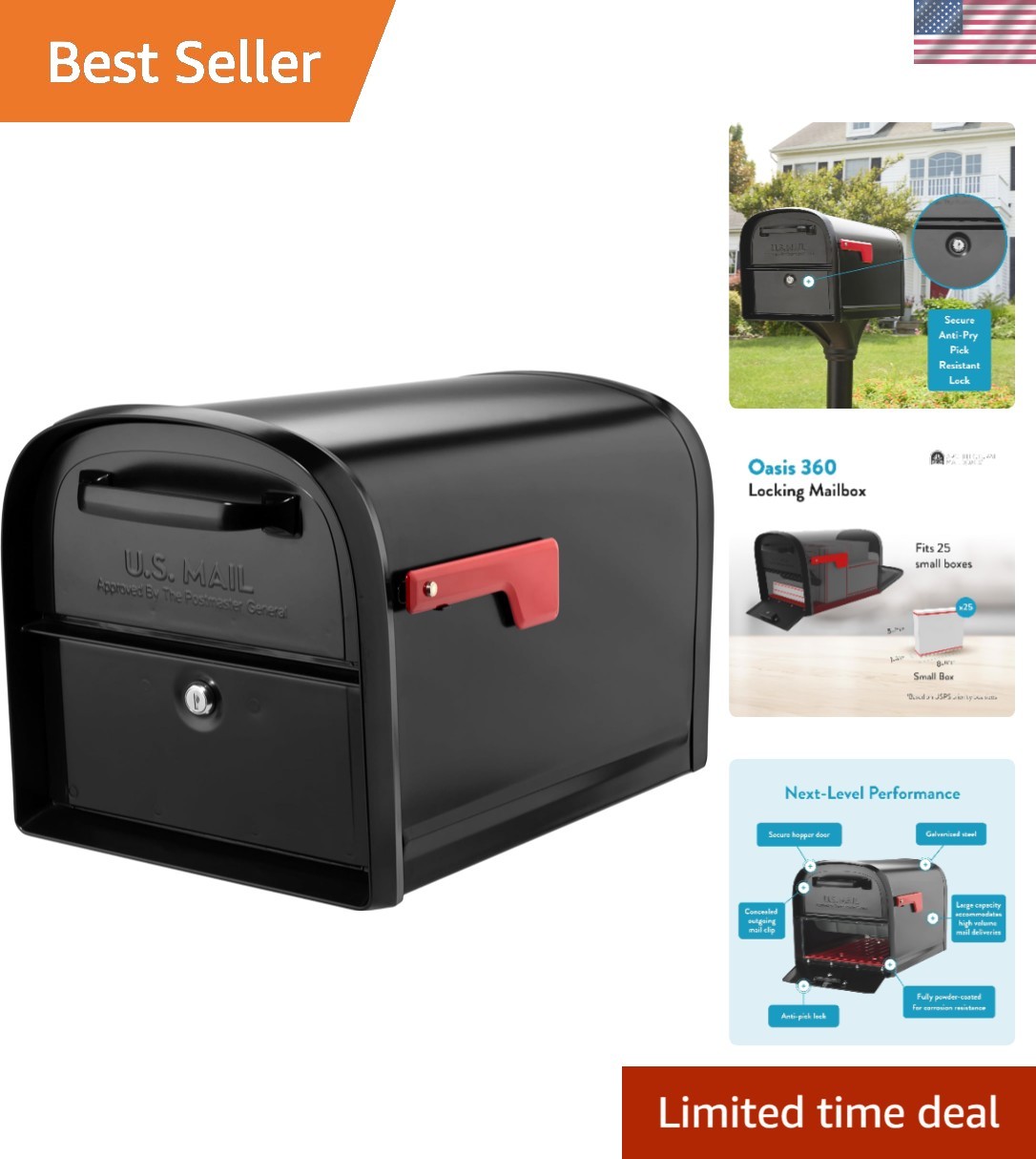 Extra Large Oasis 360 Locking Mailbox with Double Door - Stylish and Strong gallery