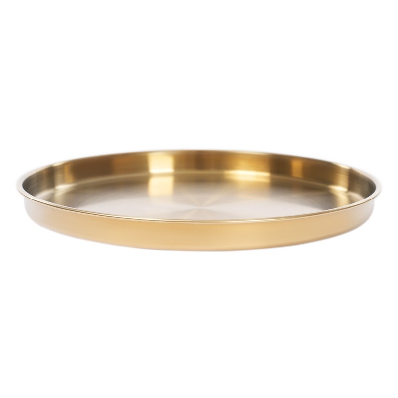 6 Pieces Round Serving Trays Stainless Steel Table Tray Gold Decorative Tray US gallery